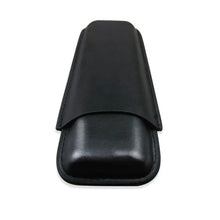2 Tube Black Leather Cigar Holder Case