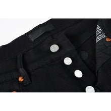 High Street Distressed Black Stretch Skinny Button Fly Ripped Jeans