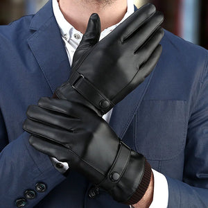 Faux Leather Black Gloves