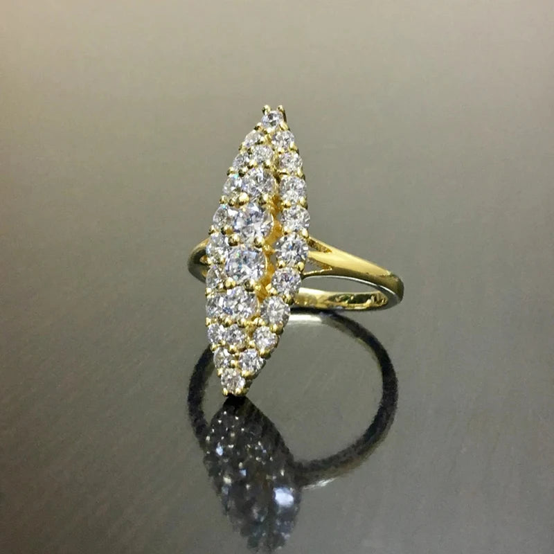 Huitan Hyperbole Marquise Shaped Full Paved Cubic Zirconia Trendy Ring