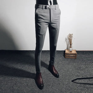 Slim Fit Solid Color Dress Pants