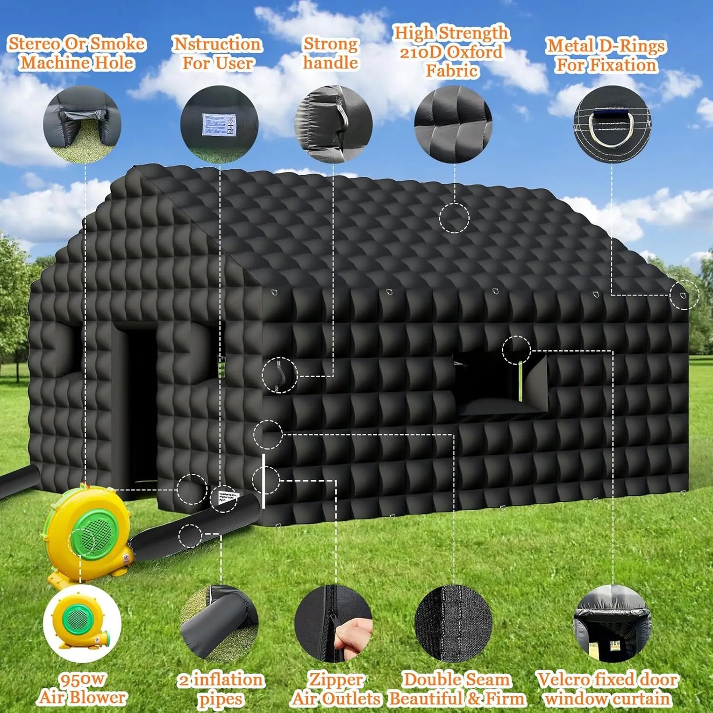20ft Inflatable Nightclub Tent with 2 Doors and Logo Area