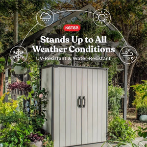 Grey Black 4.6x5.6FT Resin Outdoor Storage Shed with Shelving,