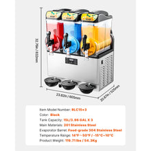 Succebuy 15L Commercial Frozen Drink Maker Triple Tank Slushy Machine