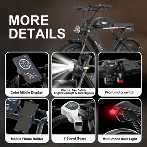 52V 2000W Dual-Motor 23AH Lithium Battery Electric Bike