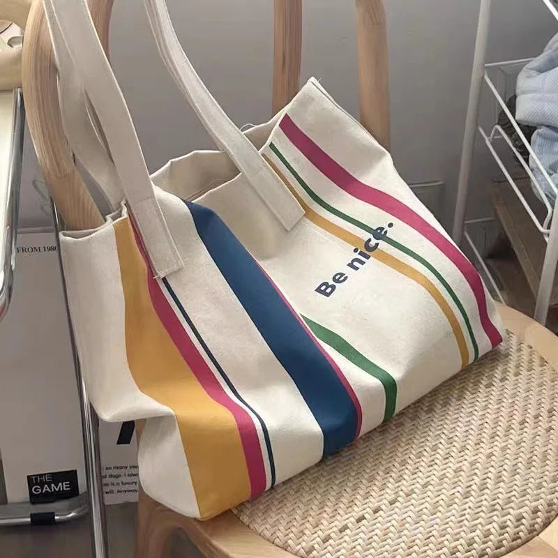 Simple Line One Shoulder Canvas Bag