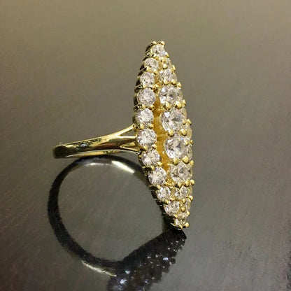 Huitan Hyperbole Marquise Shaped Full Paved Cubic Zirconia Trendy Ring