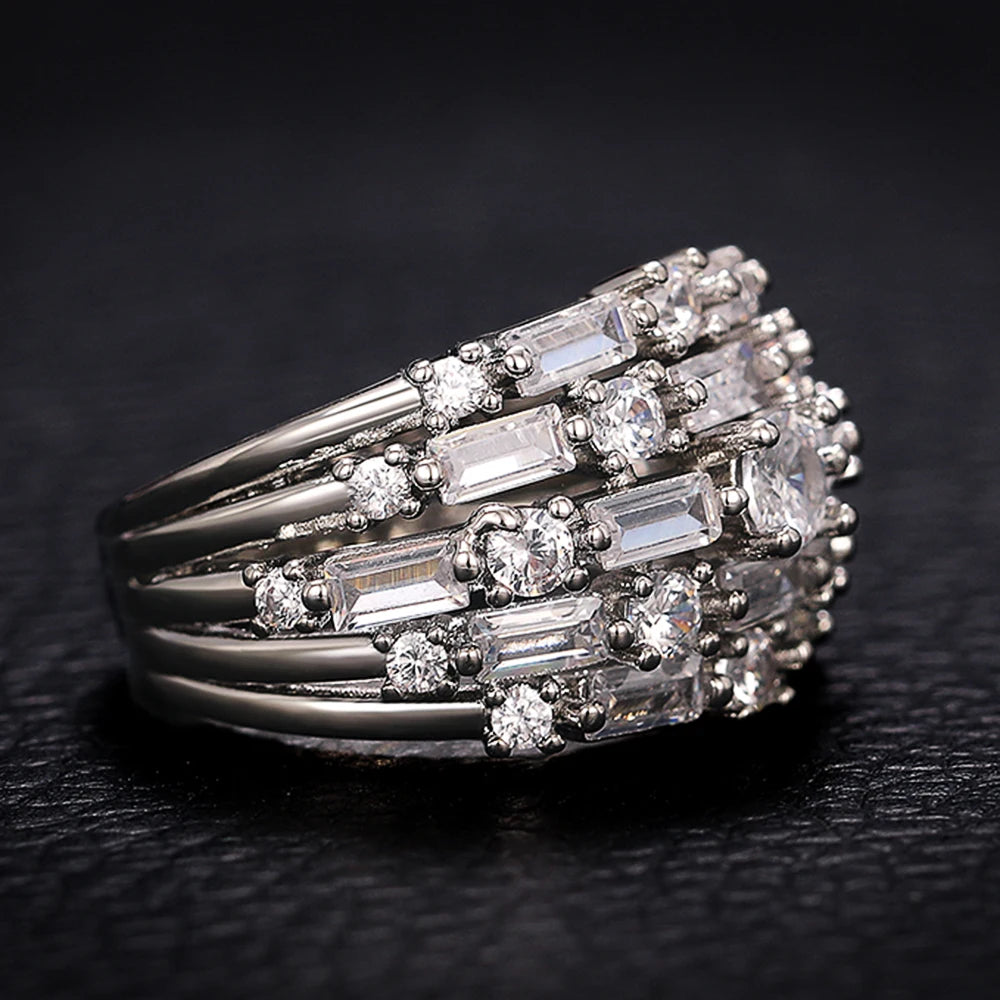 Huitan Wide Ring with Cubic Zirconia