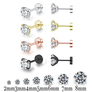 Stainless Steel Round Crystal Zircon Ear Studs