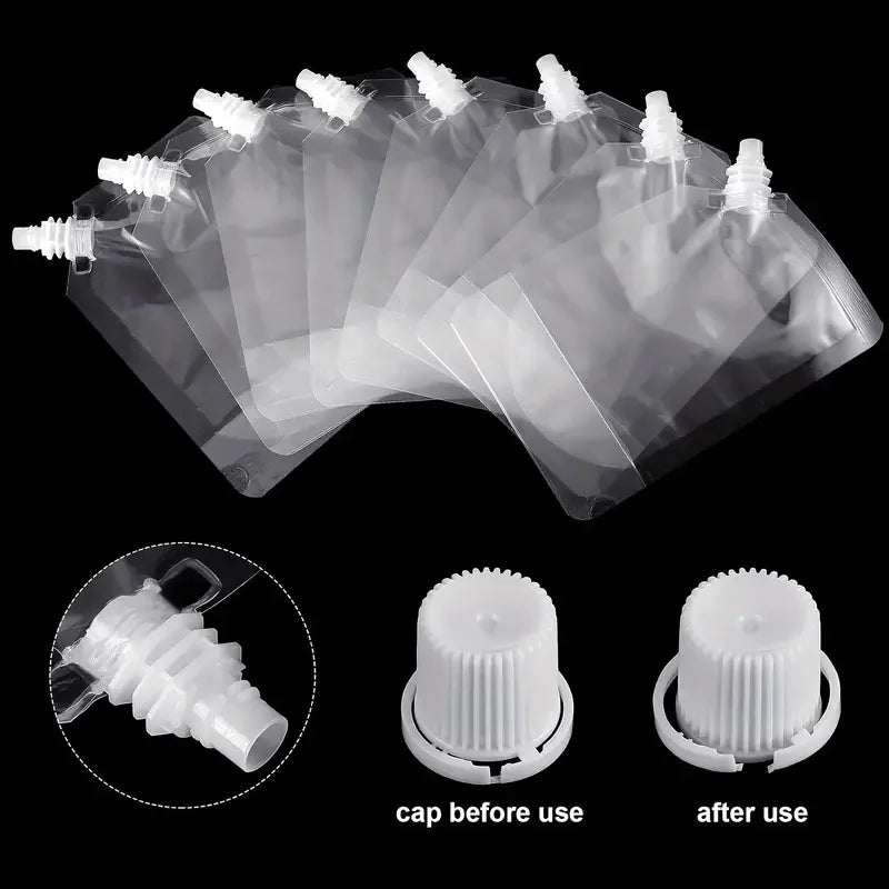 20/40pcs Clear Drink Pouches Freezable Portable Reusable Plastic Flask