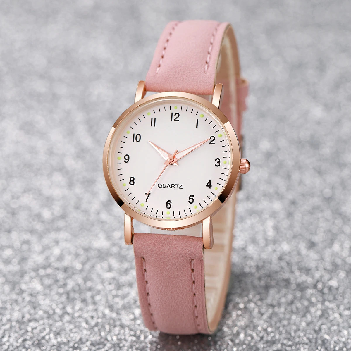 Casual Arabic Dial Leather Band Quartz Watch
