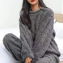 Soft Coral Velvet Jacquard Warm Pajama Set for Women