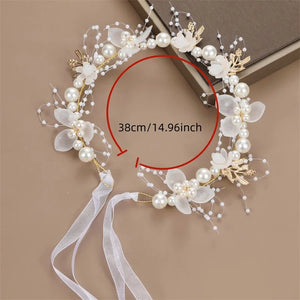 Bridal Pearl Floral Wreath Hair Headdress