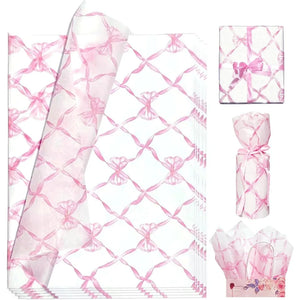10 Sheets 20x14inch Pink Bow Tissue Paper