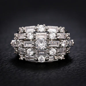 Huitan Fashion Inlaid Brilliant Cubic Zirconia Ring