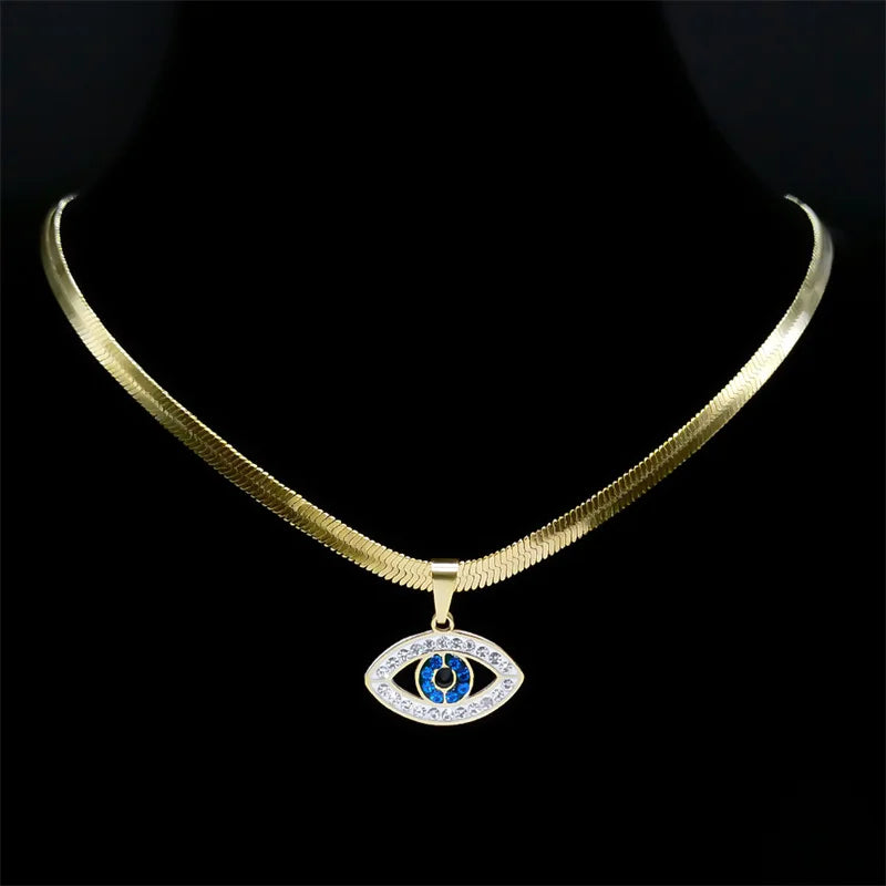 Vintage Crystal Evil Demon Eye Choker Necklace