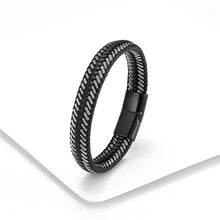Leather Rope Stainless Steel Buckle Braided Bracelet