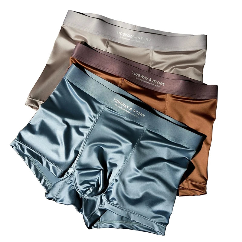 4PCS Light Satin Silk Breathable Boxers