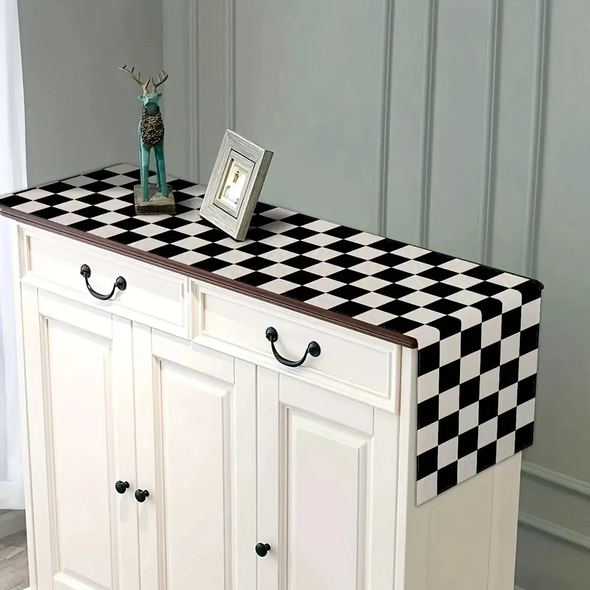 Geometric Stripe Linen Table Runner