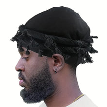 Burr Trim Twisted Tail Fringe Cotton Bandana Hat