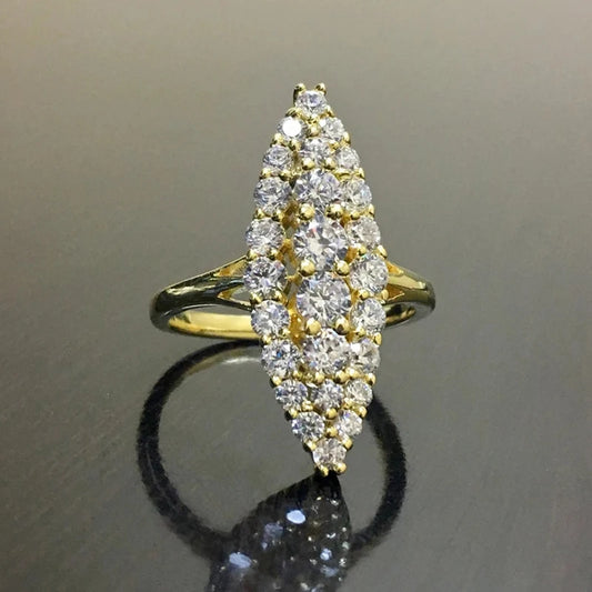 Huitan Hyperbole Marquise Shaped Full Paved Cubic Zirconia Trendy Ring