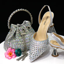 High Heel Designer Pointed Toe Shoes and Bag Set