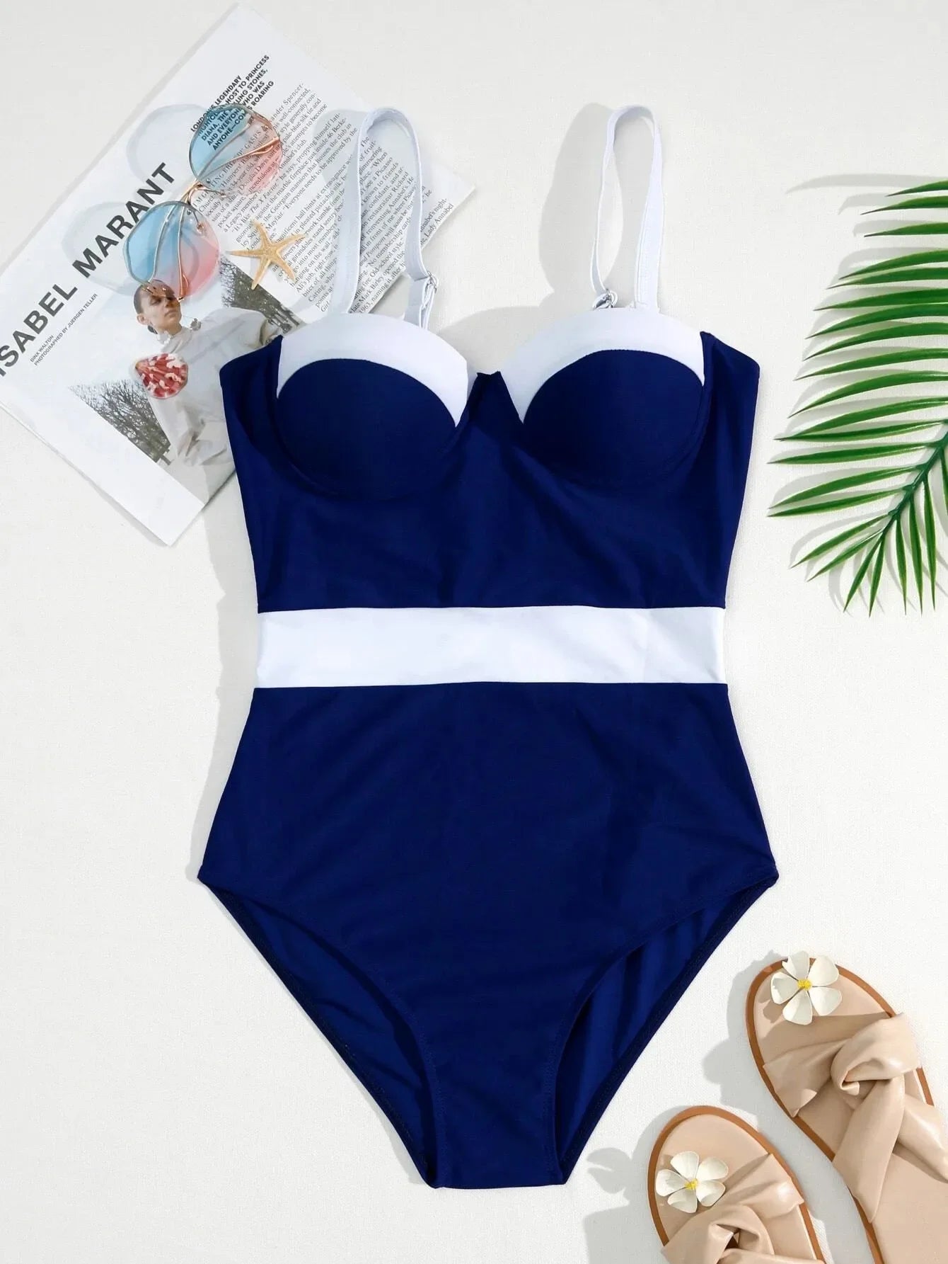 One Piece Color Block Swimming Suit