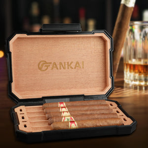 Cigar Humidor Box with Cedar Wood Travel Case with Dual Humidifier