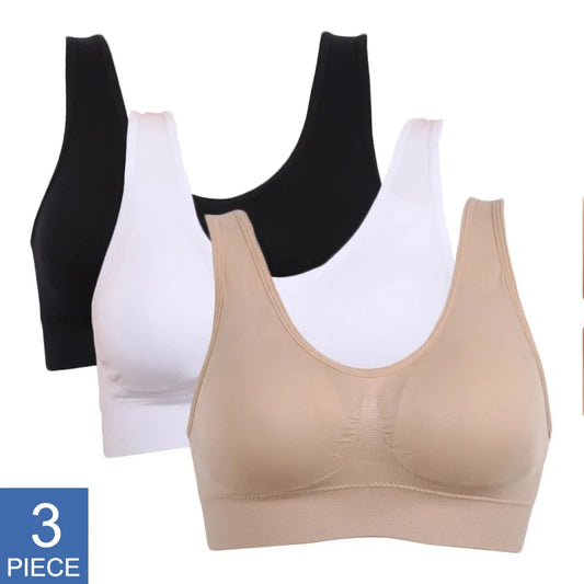 3pcs Seamless Active Bra With Removable Pad
