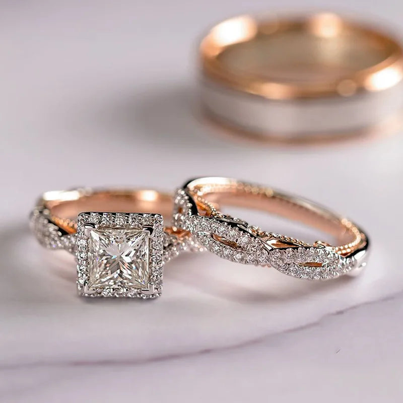 Vintage 3-in-1 Lab Diamond Promise Ring Set
