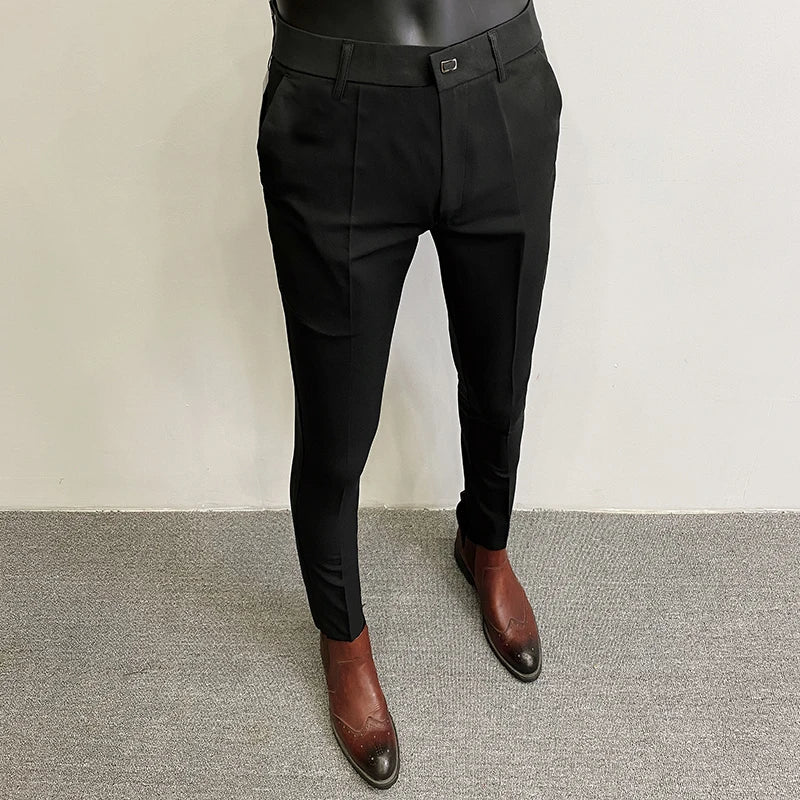 Slim Fit Solid Color Dress Pants