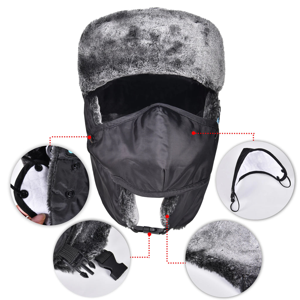 Winter Trapper Hat with Bluetooth Wirelesss Headphones