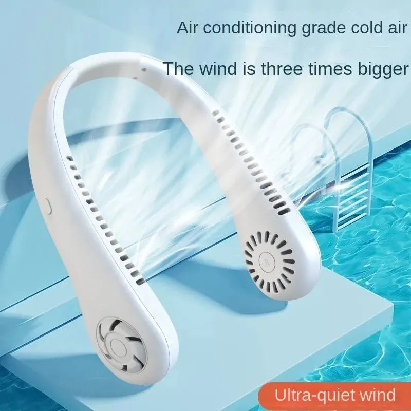 Long Life Mini Portable No Blade Hanging Neck 3 Speed Sport Fan