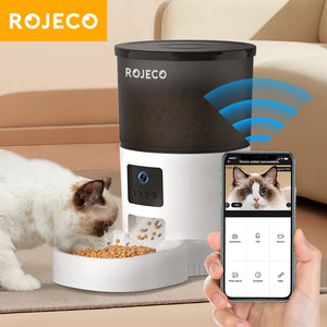 ROJECO Automatic Cat Feeder With Camera with Remote Control