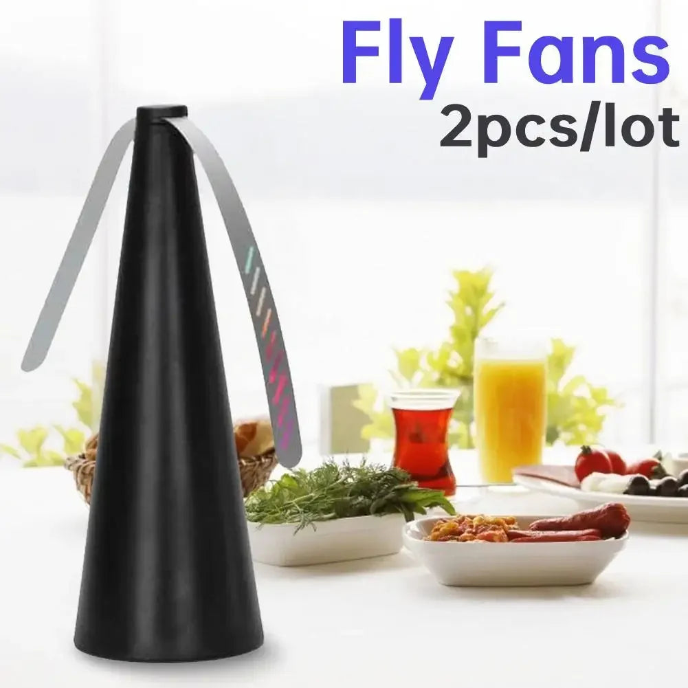 Spinning 2pcs Fly Repellent Table Fan with Holographic Blades f