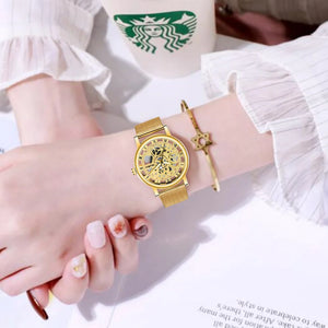 Hollow Skeleton Faux Mechanical Mesh Quartz Wrist Watch