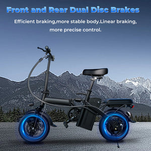 LELEKUAI 500W 20 MPH, 48V 10.4Ah Removable Battery, 14" Folding Electric Bike,