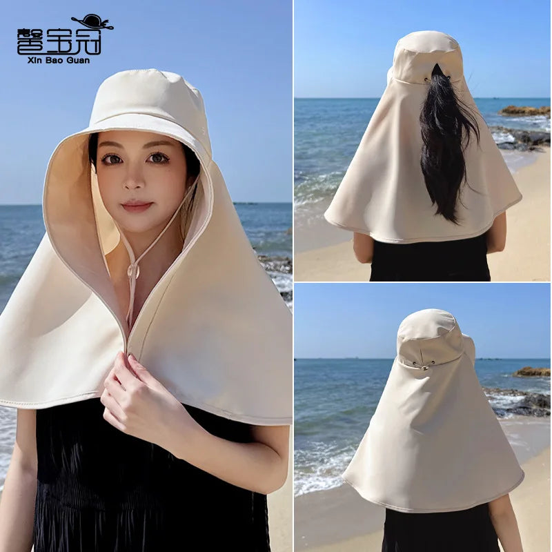 Shawl Neck Protection Integrated Sun Hat