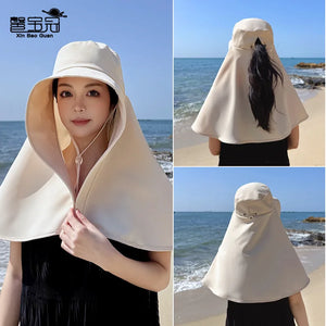 Shawl Neck Protection Integrated Sun Hat