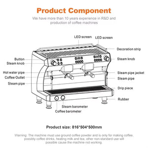CAFOVO Gemilai CRM3120C 2 Group Semi Automatic Commercial Espresso Coffee Machine 3 Boilers Rotary Pump
