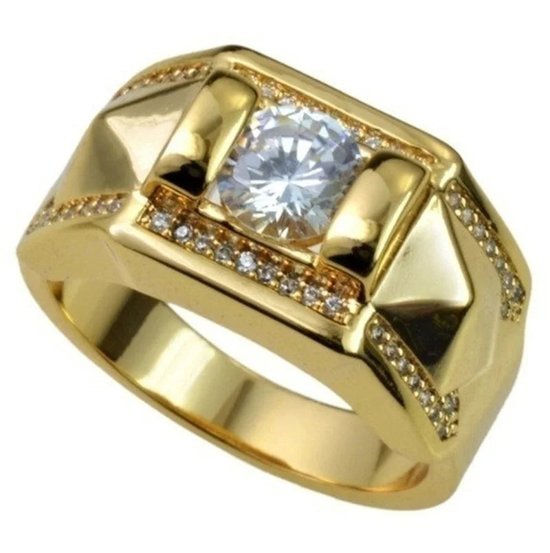 Luxury Metal Carving Inlaid Zircon Stone Couple's Bridal Set