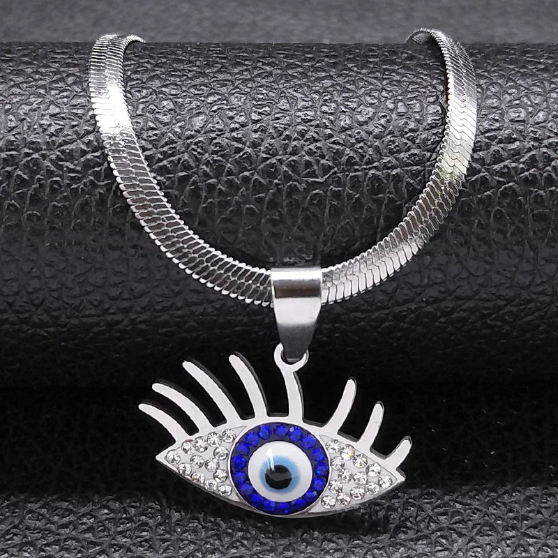 Vintage Crystal Evil Demon Eye Choker Necklace