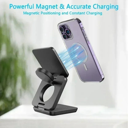 3 In 1 Foldable Magnetic Wireless Charger Stand For iPhone