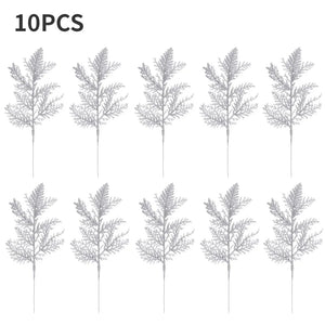 10/5Pcs Artificial Plants Pine Branches Christmas Glitter