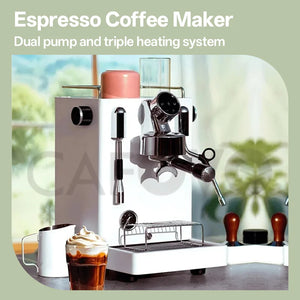 CAFOVO CM6005 Commercial Espresso Machine 3100W Dual Pump Triple Boiler PID Temperature Control 3-Hole Steam Wand