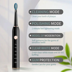 Jianpai Black and White Sonic Electric Toothbrush