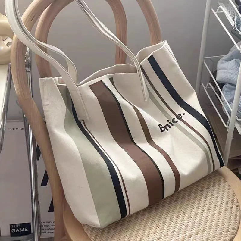 Simple Line One Shoulder Canvas Bag