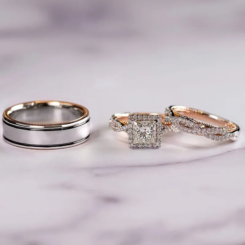 Vintage 3-in-1 Lab Diamond Promise Ring Set