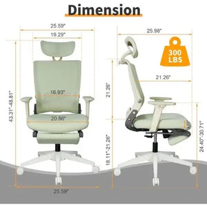 Foldable Ergonomic Office Chair with Footrest