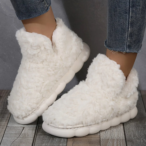 Warm Solid Color Slipper Boots